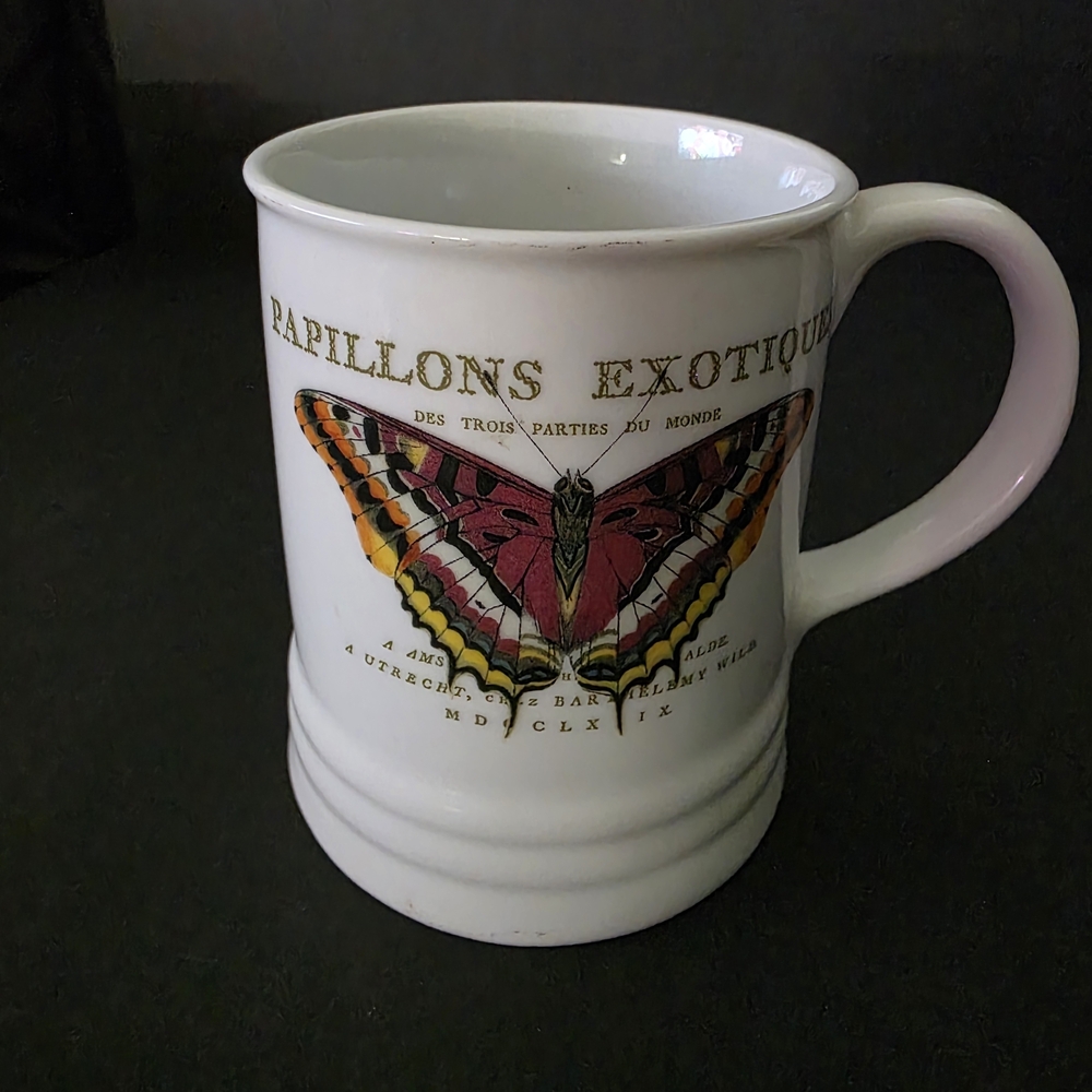 Butterfly Graphic Ceramic Mug - White